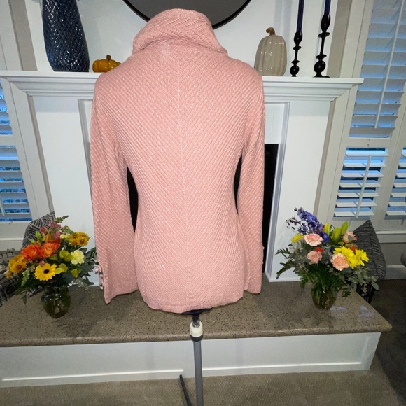 White House Black Market Sparkle Thread Cowl Neck Wool Blend Pink Sweater XS - Picture 3 of 7